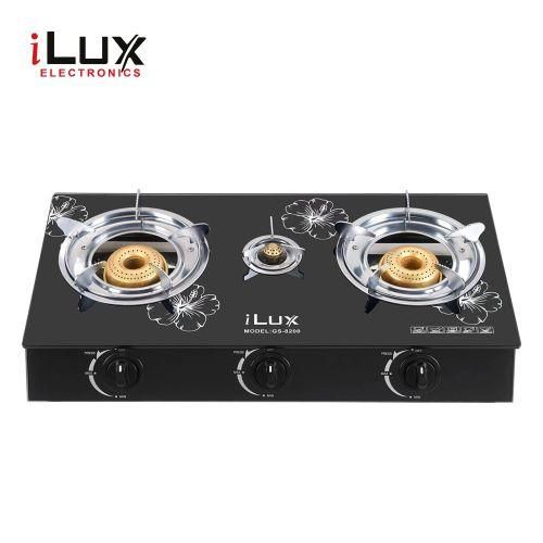 Ilux Cuisinière à Gaz - Allumage Automatique - Réchaud Vitré - GS-8200 - 3 Feux Ilux Cuisinière à Gaz - Allumage Automatique - Réchaud Vitré - GS-8200 - 3 Feux